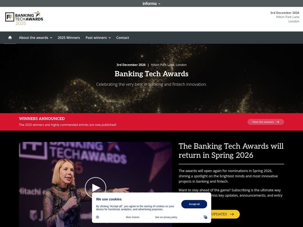 Banking Tech Awards 2026 website