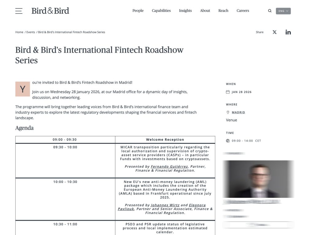 Bird & Bird Madrid Fintech Roadshow image