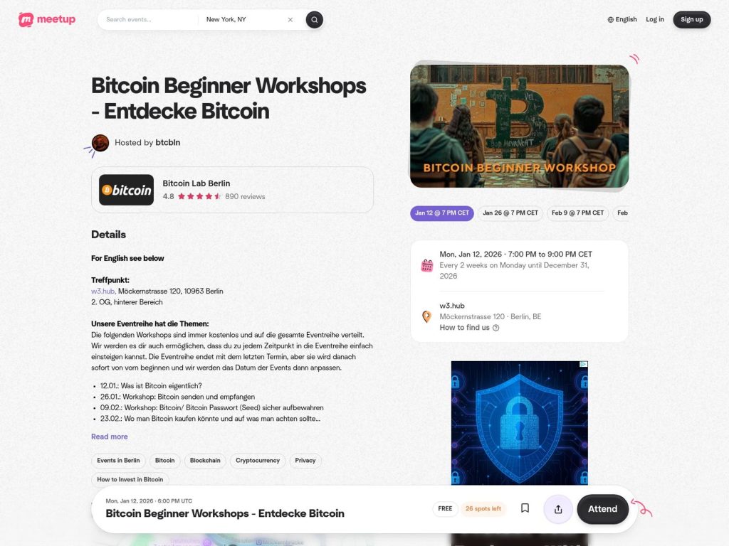 Bitcoin Beginner Workshops - Entdecke Bitcoin - Was ist Bitcoin eigentlich? - Event screenshot