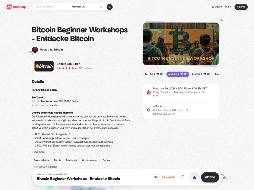 Bitcoin Beginner Workshops - Entdecke Bitcoin image