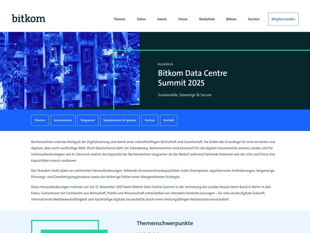 Bitkom Data Centre Summit 2026 website