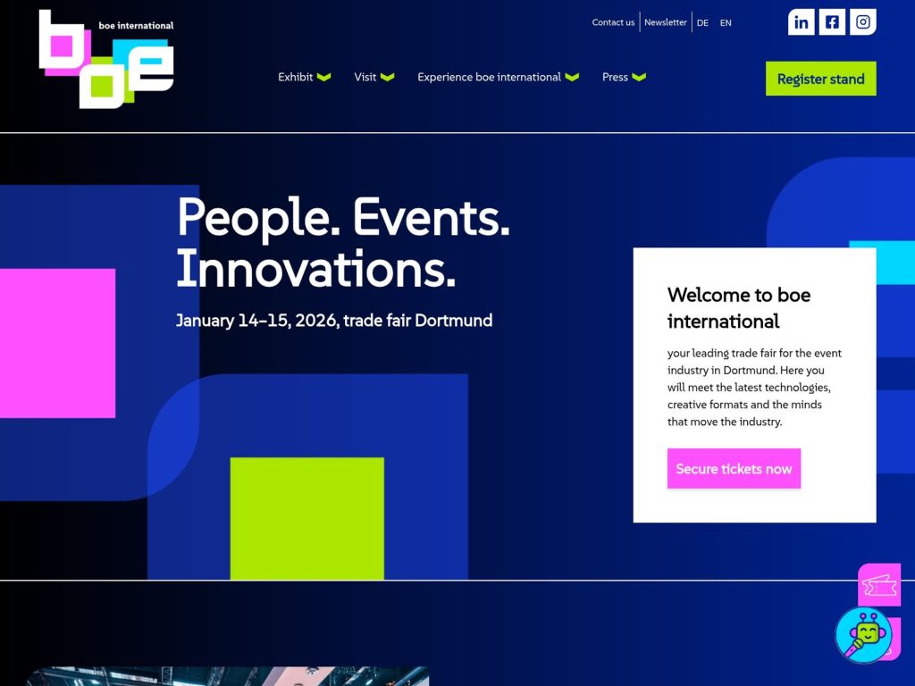 BOE INTERNATIONAL - Trade Fair for Experience Marketing - The meeting place of the event industry - Event screenshot