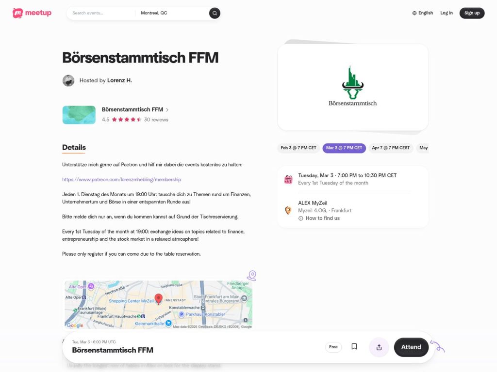 Börsenstammtisch FFM website