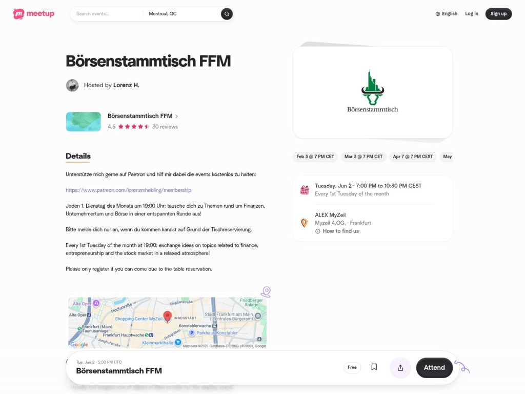Börsenstammtisch FFM website