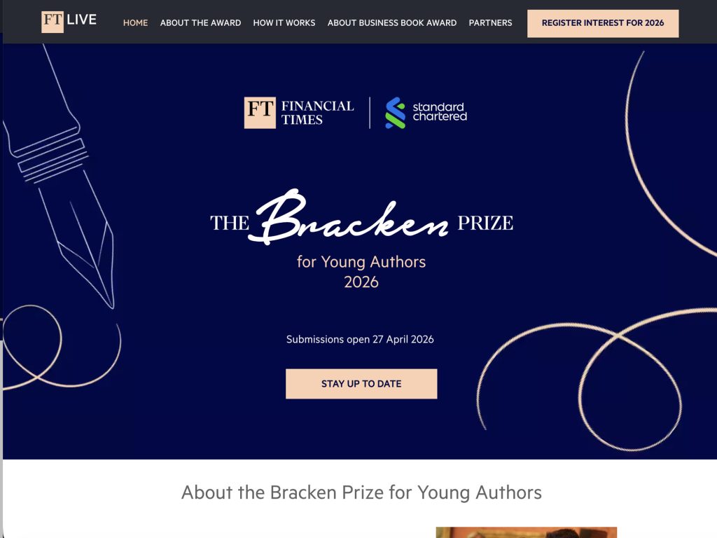 Bracken Prize for Young Authors website
