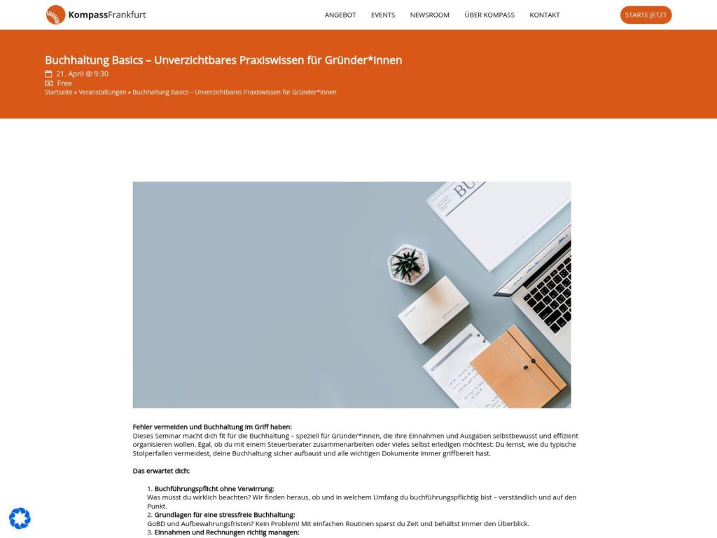 Buchhaltung Basics – Unverzichtbares Praxiswissen für Gründer*innen website