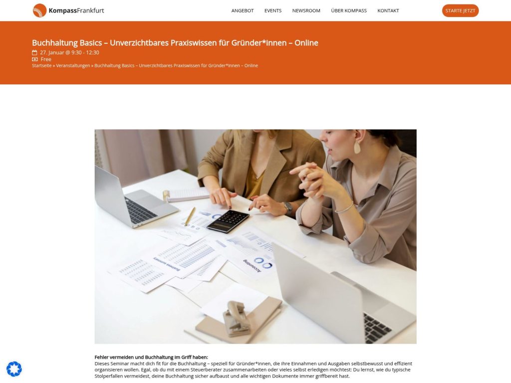 Buchhaltung Basics – Unverzichtbares Praxiswissen für Gründer*innen – Online image