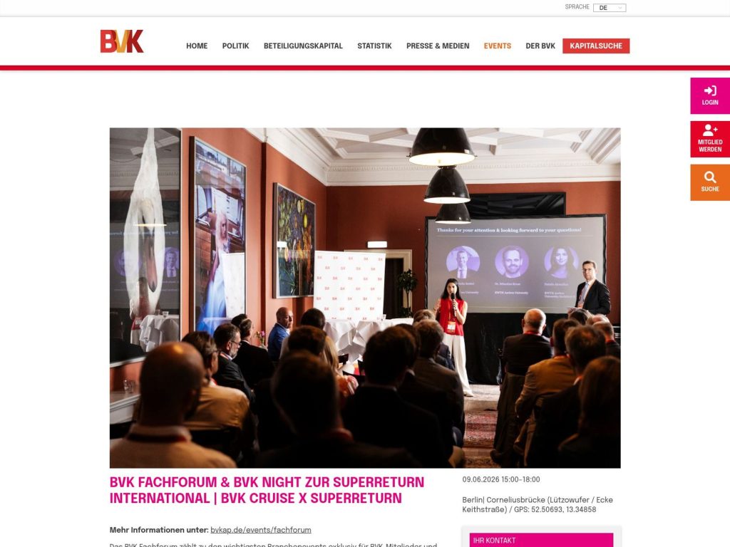 BVK Fachforum & BVK Night zur SuperReturn International website