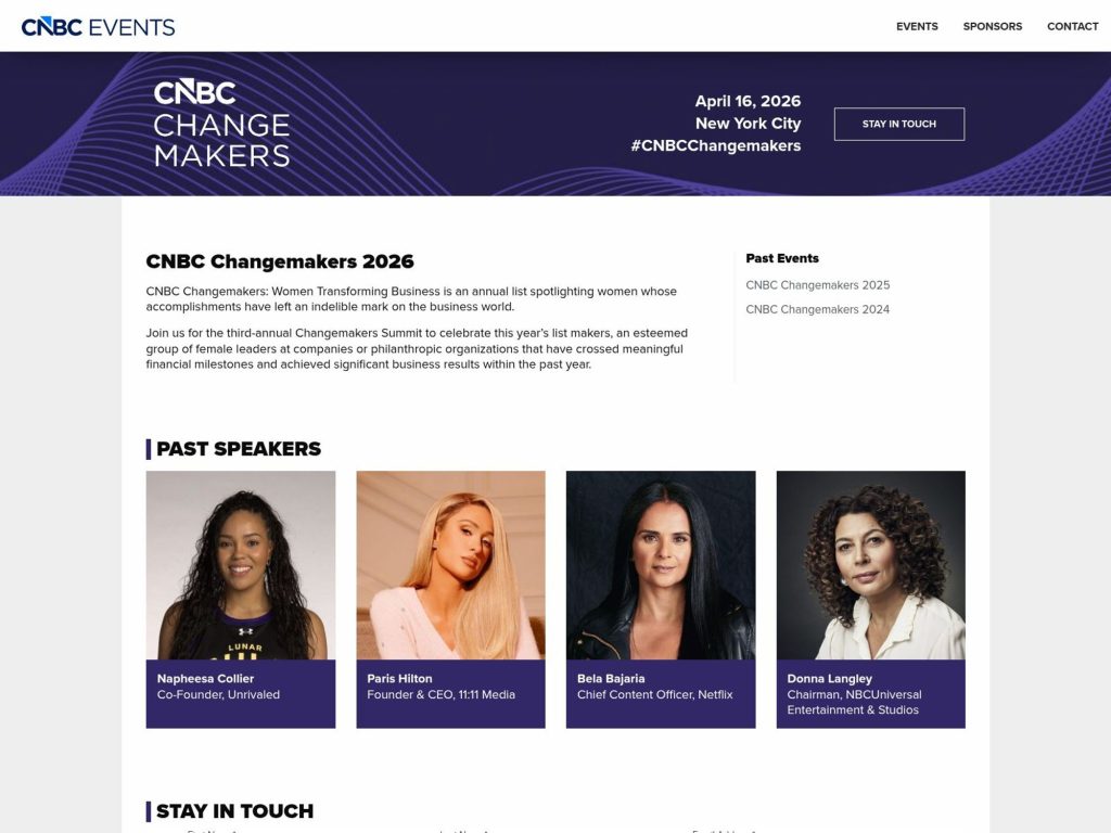 CNBC Changemakers 2026 website
