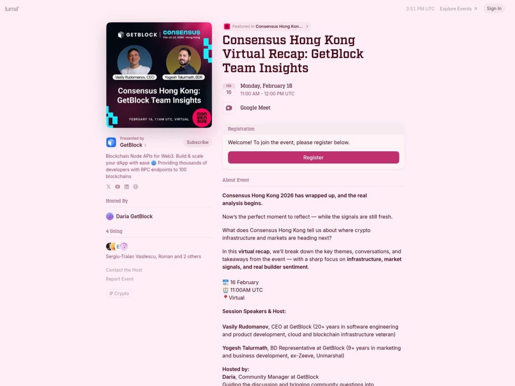 Consensus Hong Kong Virtual Recap: GetBlock Team Insights website