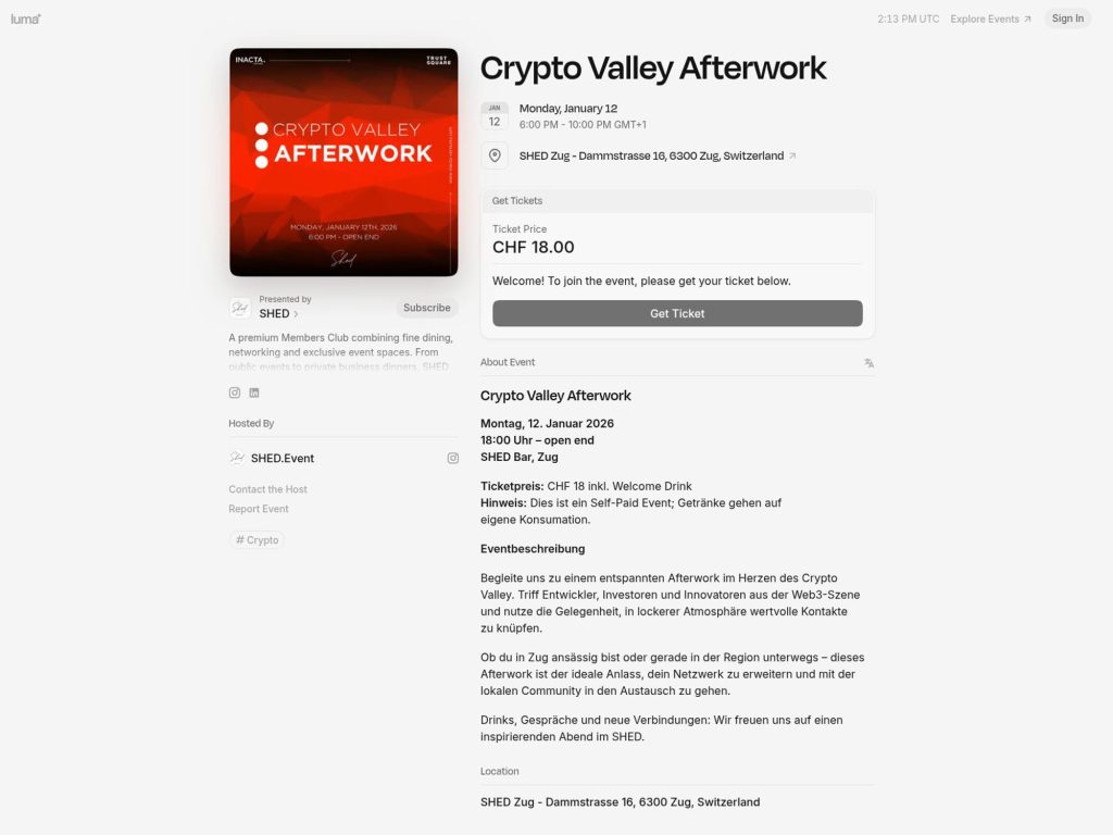 Crypto Valley Afterwork - Event screenshot