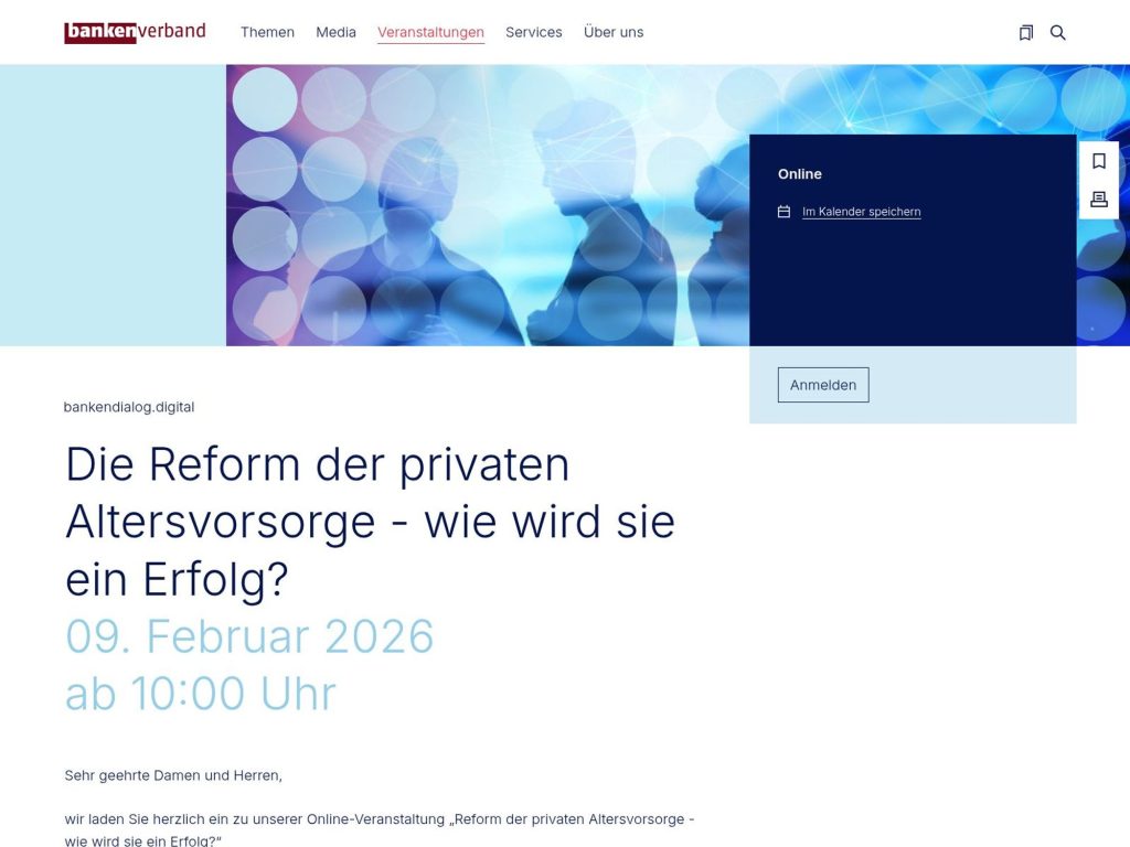 Die Reform der privaten Altersvorsorge - wie wird sie ein Erfolg? - Event screenshot