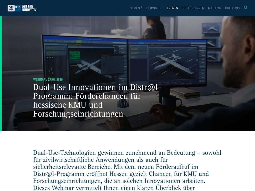 Dual-Use Innovationen im Distr@l-Programm: Förderchancen für hessische KMU und Forschungseinrichtungen - Event screenshot