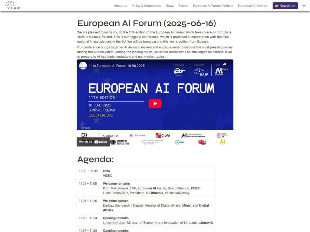 European AI Forum 2025 - Event screenshot