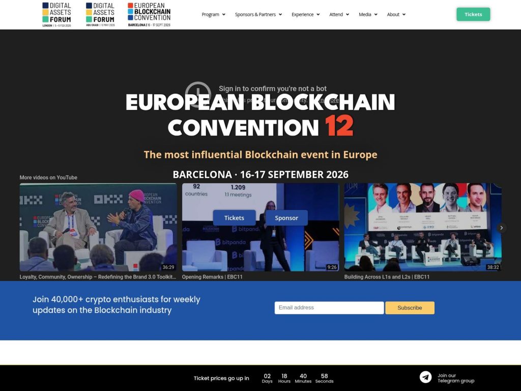 European Blockchain Convention 2027 website