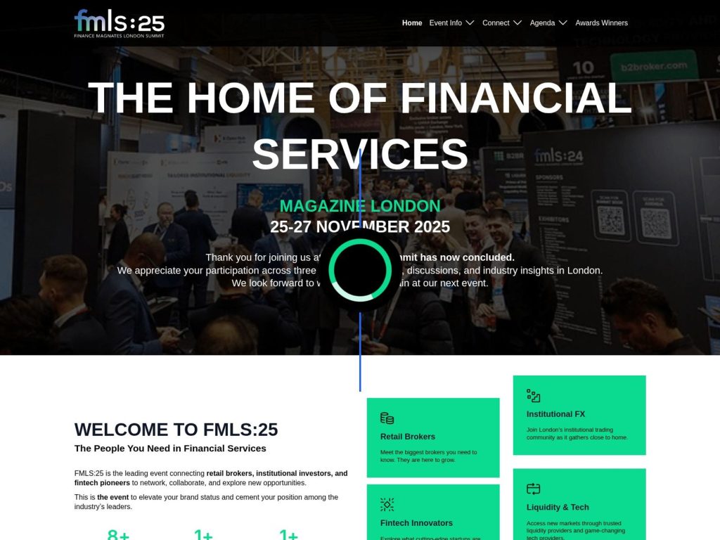 Finance Magnates London Summit 2025 - The Home of Financial Services - Event screenshot