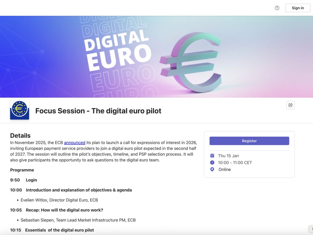 Focus Session - The digital euro pilot image