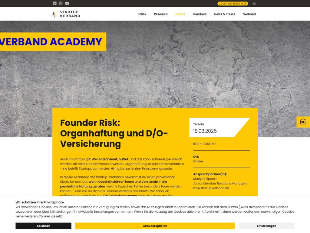 Founder Risk: Organhaftung und D/O-Versicherung website