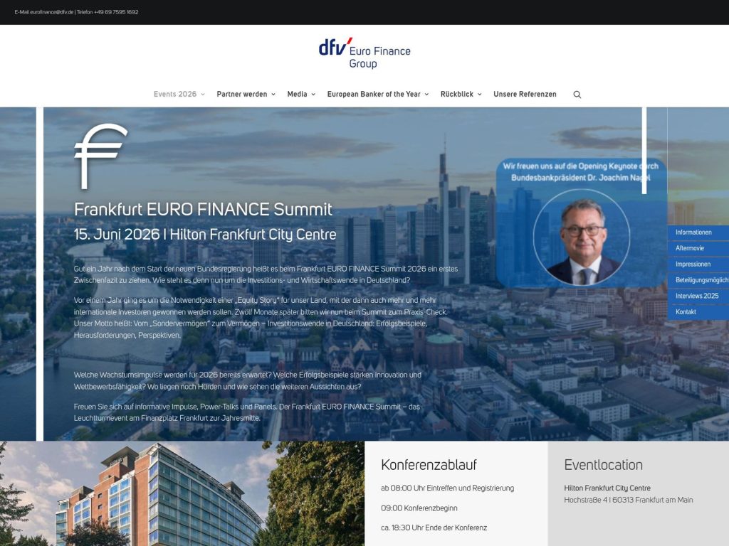 Frankfurt EURO FINANCE Summit 2026 website