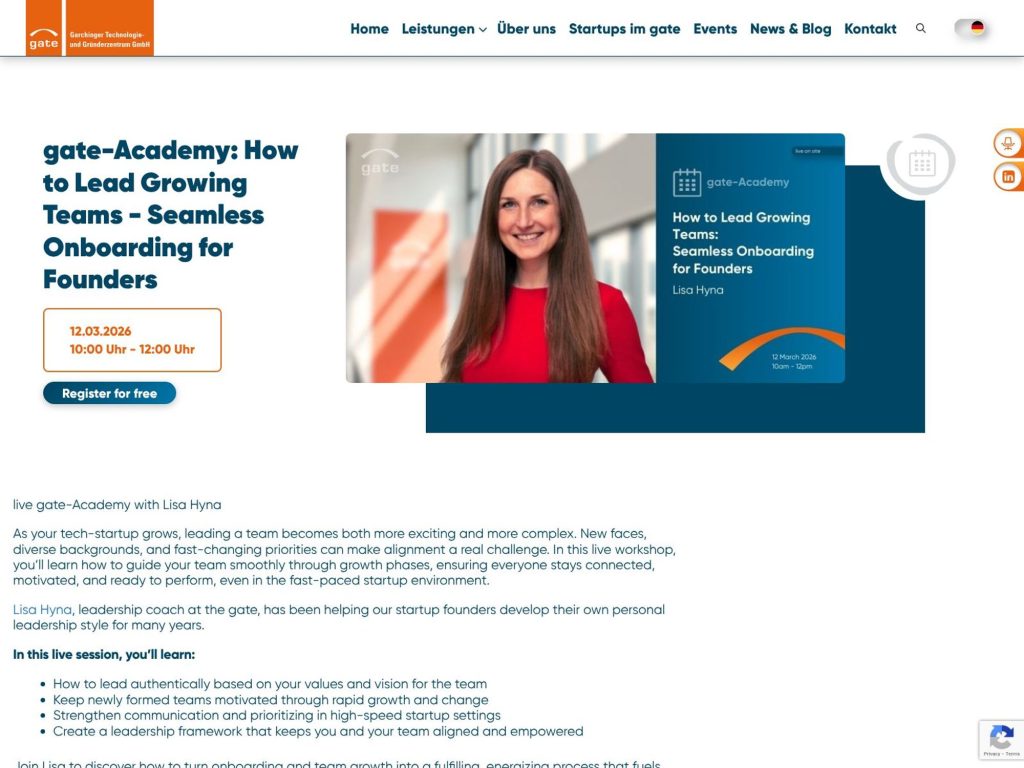 gate-Academy: How to Lead Growing Teams - Seamless Onboarding for Founders website