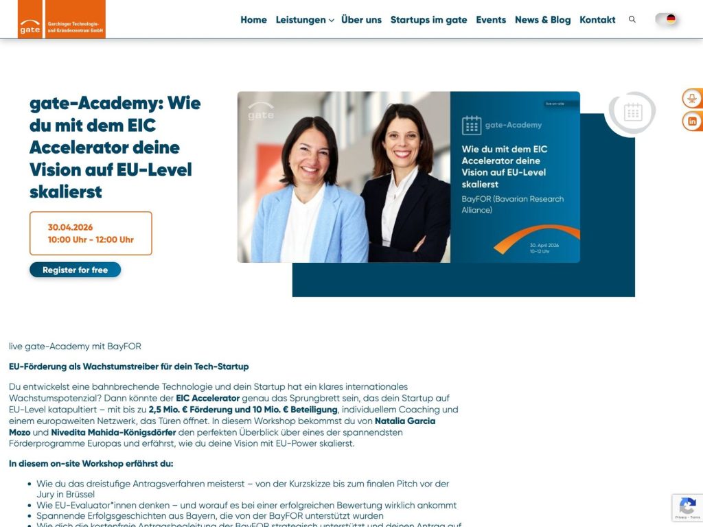 gate-Academy: Wie du mit dem EIC Accelerator deine Vision auf EU-Level skalierst website