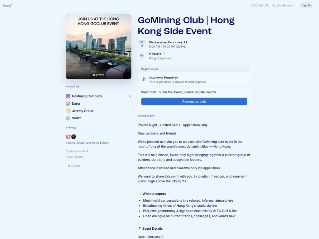 GoMining Club | Hong Kong Side Event website