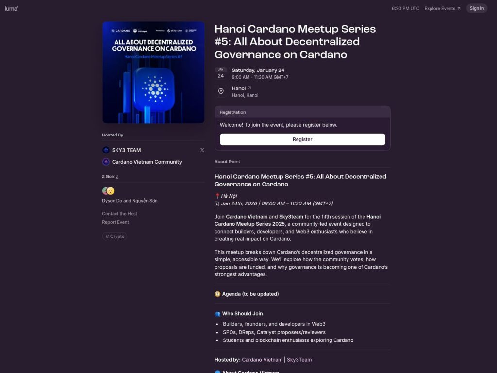 Hanoi Cardano Meetup Series #5: All About Decentralized Governance on Cardano image