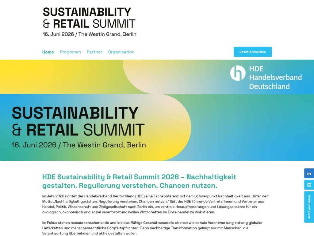 HDE Sustainability & Retail Summit 2026 website