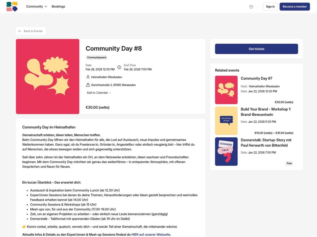 Heimathafen Community Day #8 website