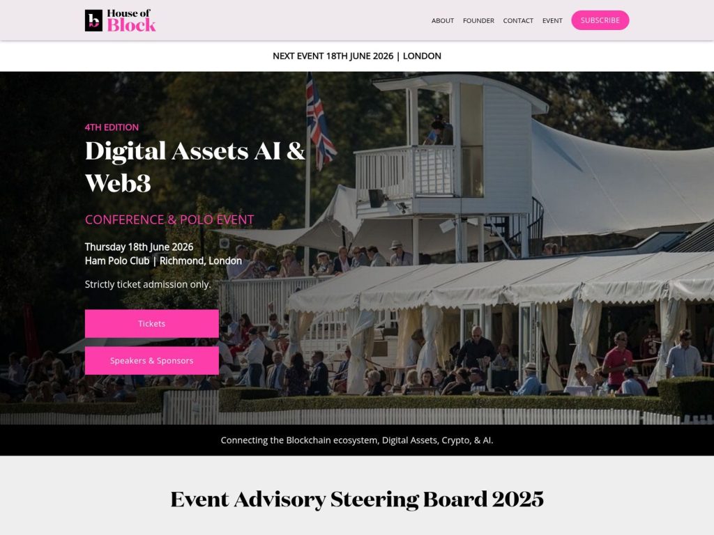 House of Block Digital Assets & Web3 Garden Event website