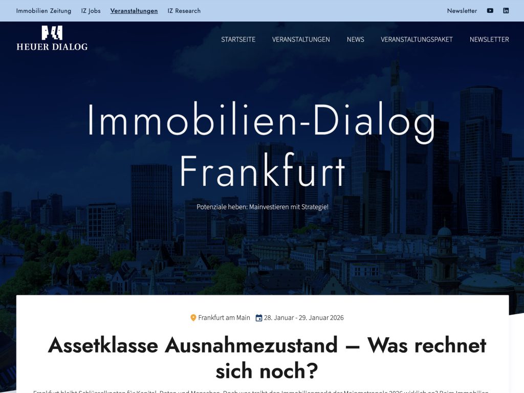 Immobilien-Dialog Frankfurt - Potenziale heben: Mainvestieren mit Strategie! - Event screenshot