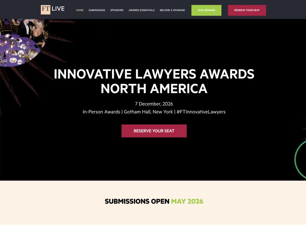 Innovative Lawyers Awards North America website
