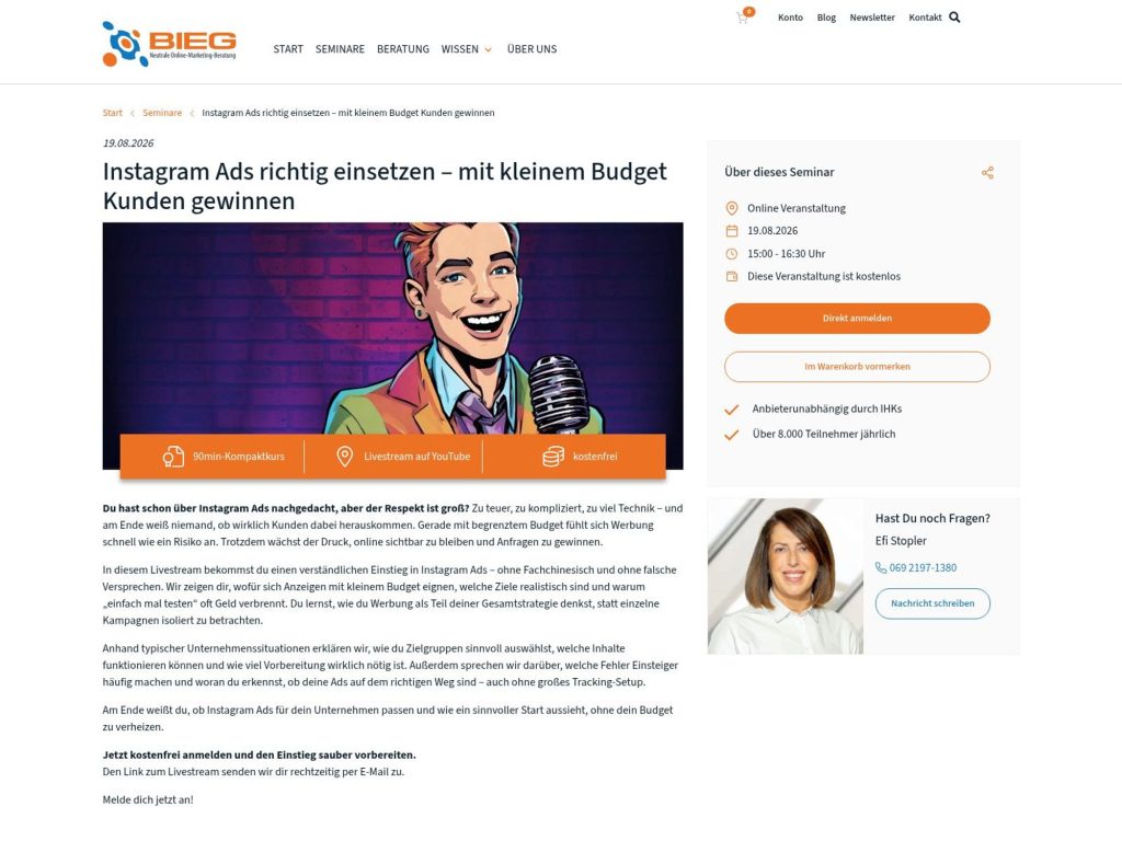 Instagram Ads richtig einsetzen – mit kleinem Budget Kunden gewinnen website