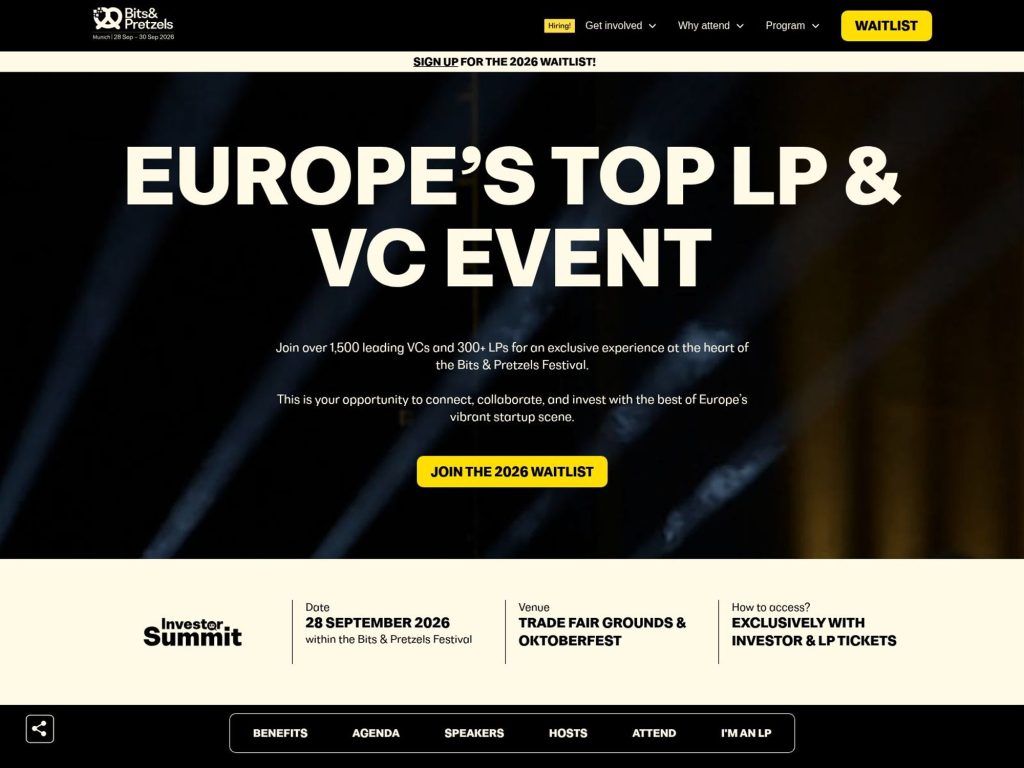 Investor Summit at Bits & Pretzels website