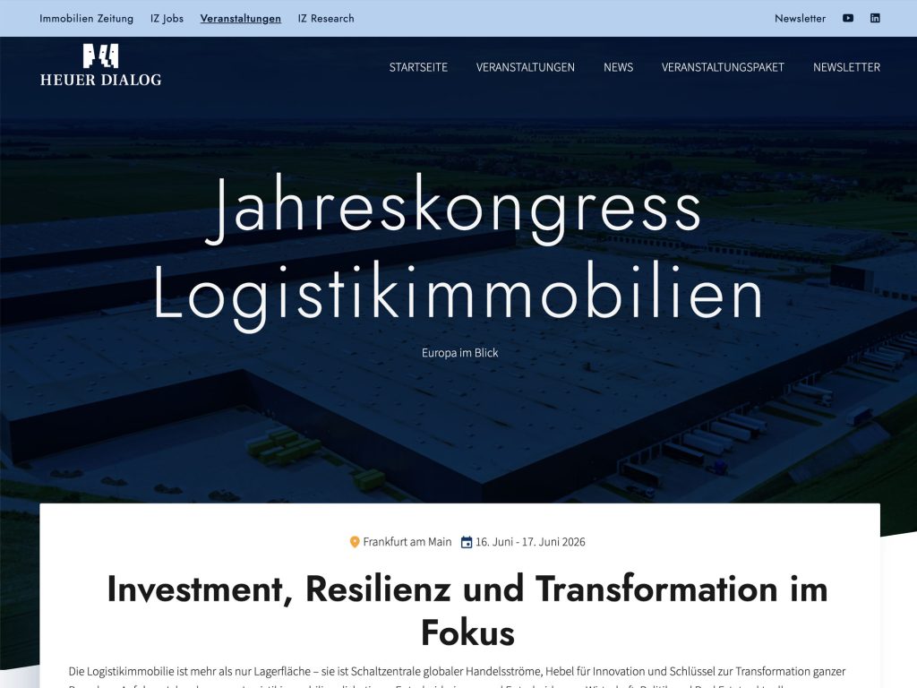 Jahreskongress Logistikimmobilien website