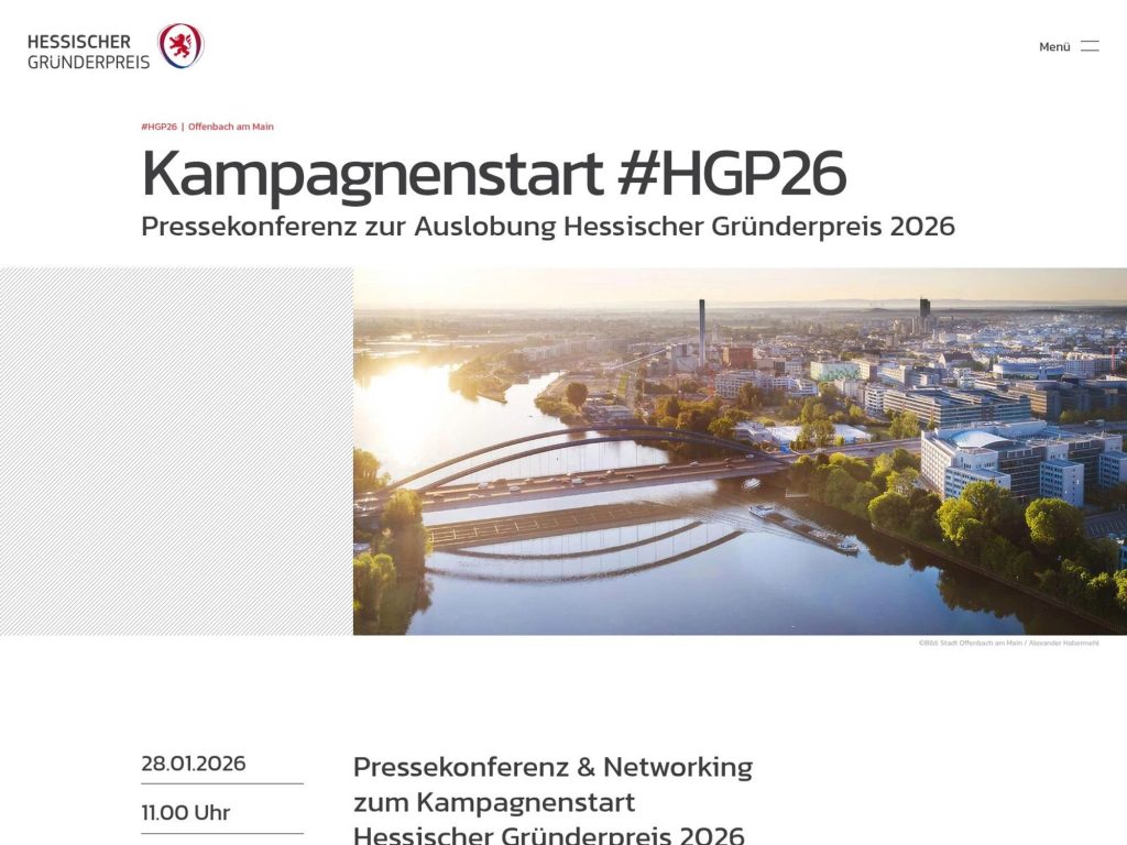 Kampagnen­start #HGP26 - Pressekonferenz zur Auslobung Hessischer Gründerpreis 2026 - Event screenshot