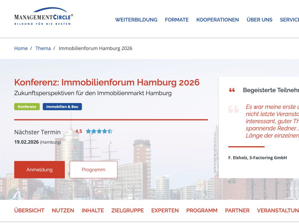 Konferenz: Immobilienforum Hamburg 2026 website