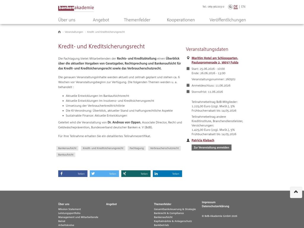 Kredit- und Kreditsicherungsrecht website