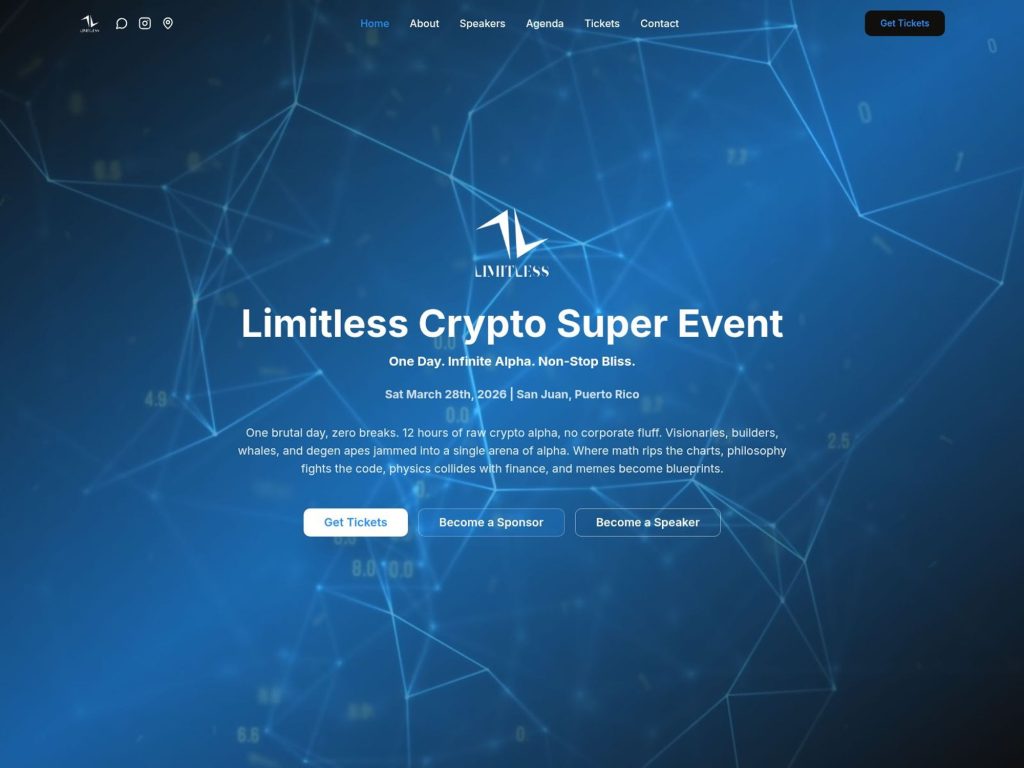 Limitless Crypto Super Event website