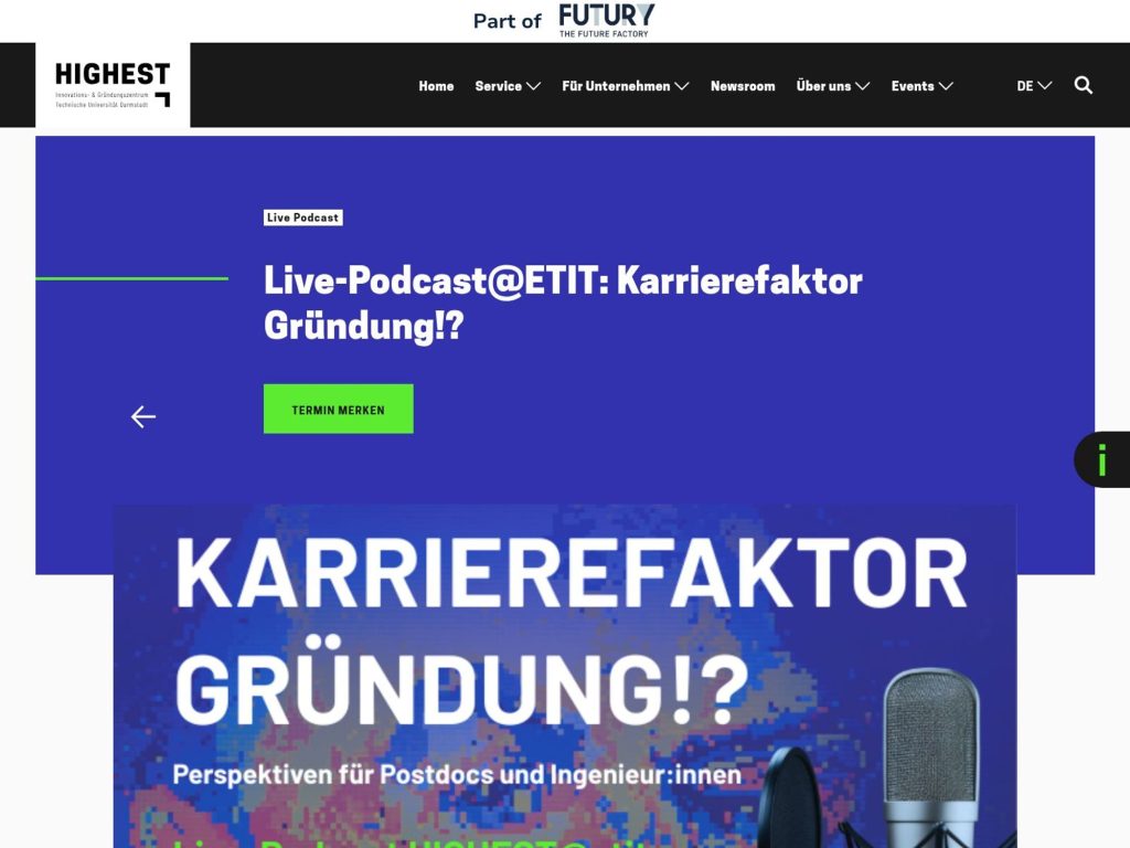 Live-Podcast@ETIT: Karrierefaktor Gründung!? website