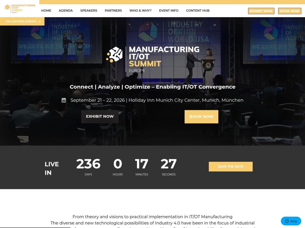 Manufacturing IT/OT Summit Europe website
