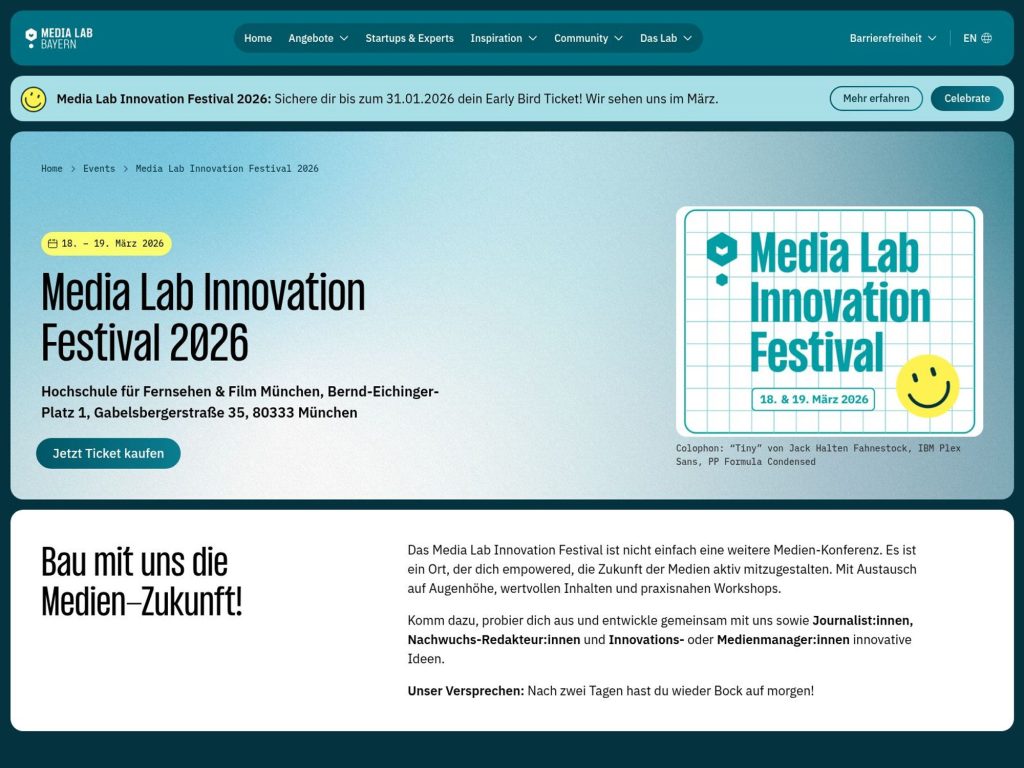 Media Lab Innovation Festival 2026 website