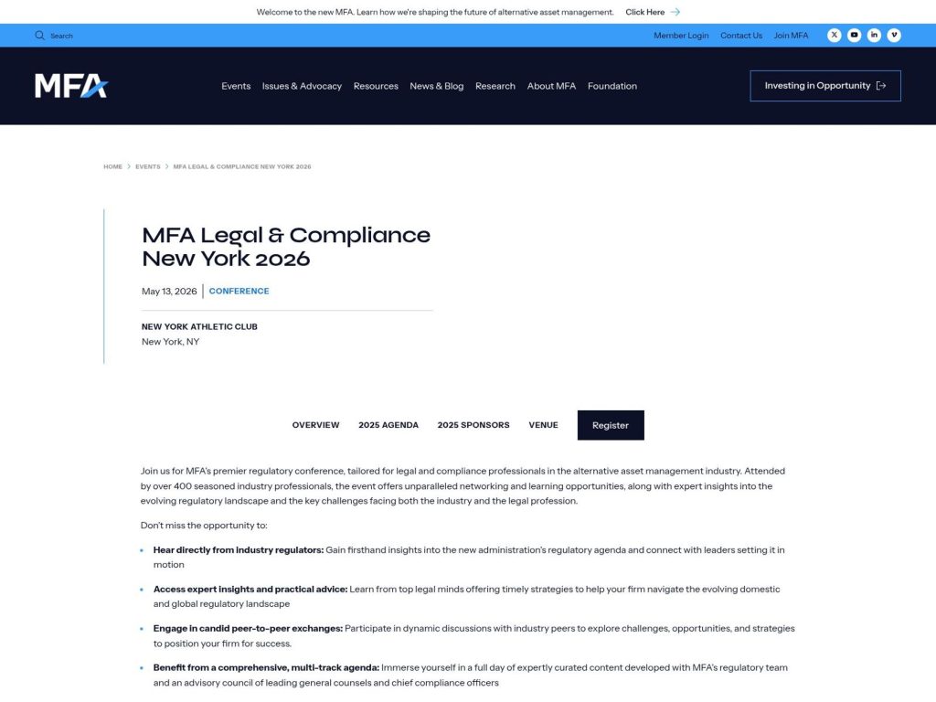 MFA Legal & Compliance 2026 website