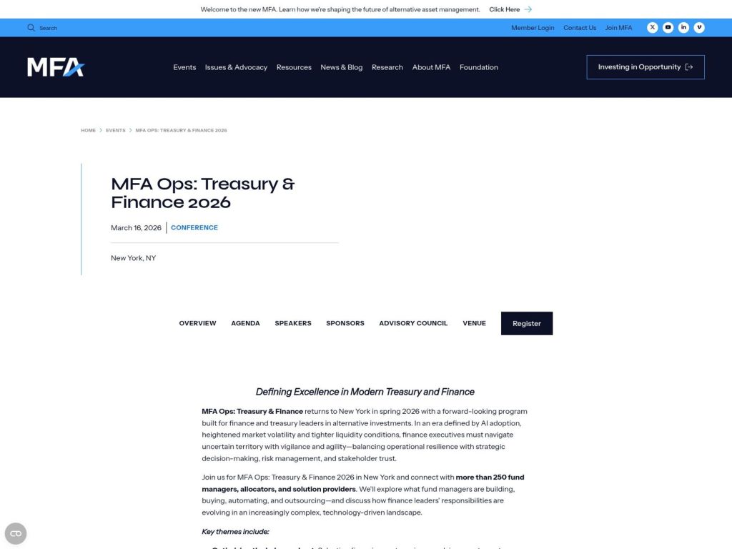 MFA Ops: Treasury & Finance 2026 website