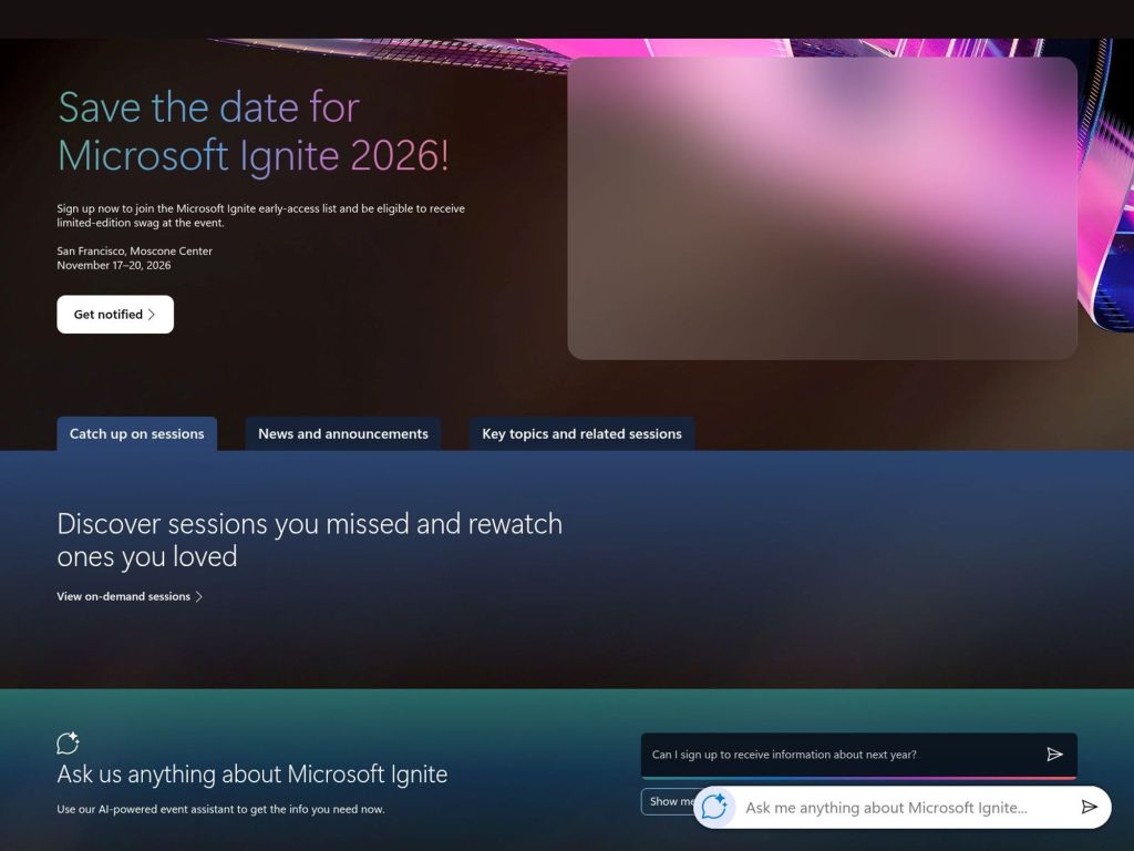 Microsoft Ignite website