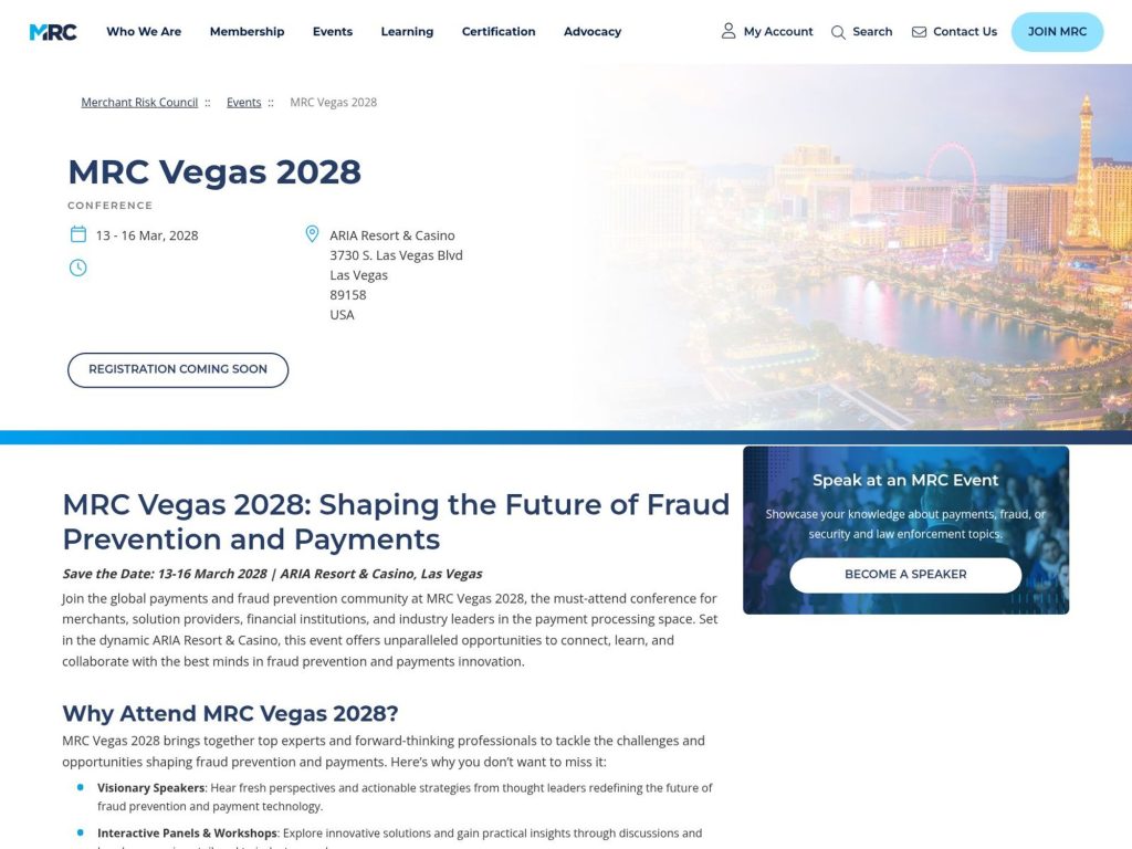 MRC Vegas 2028 website