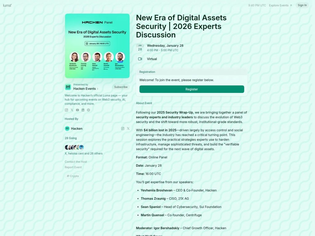 New Era of Digital Assets Security | 2026 Experts Discussion - Event screenshot
