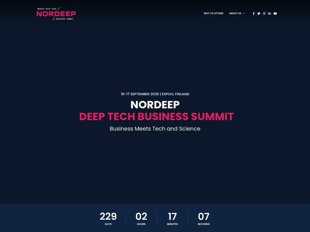 NORDEEP Deep Tech Business Summit 2026 website