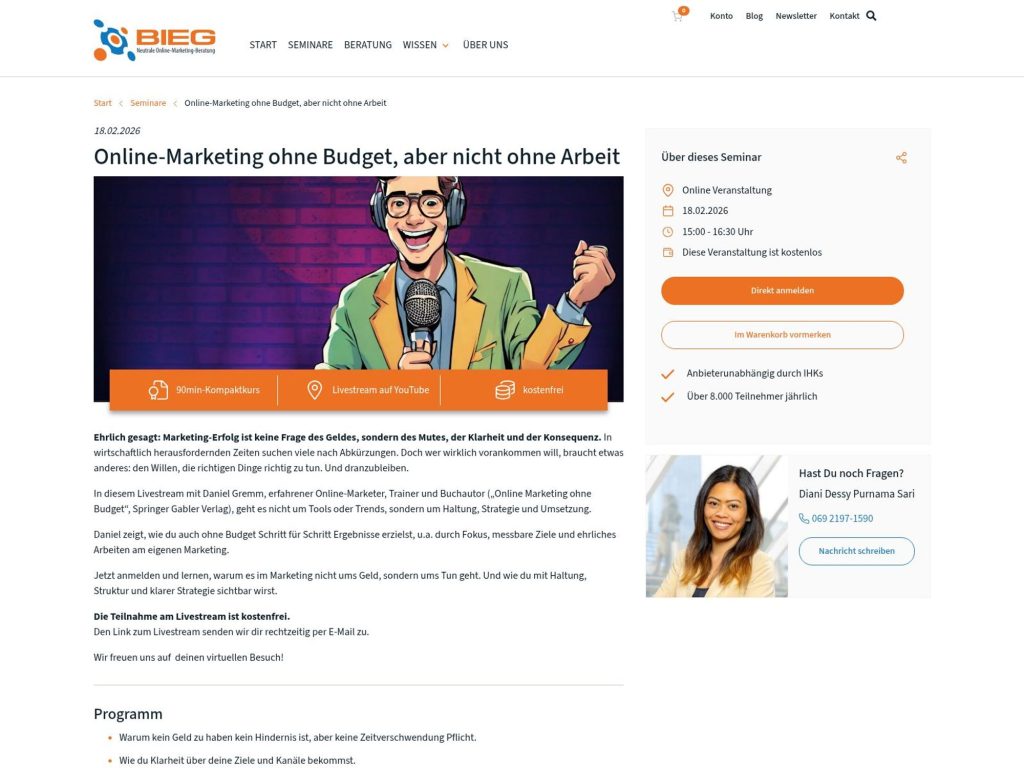 Online-Marketing ohne Budget, aber nicht ohne Arbeit website