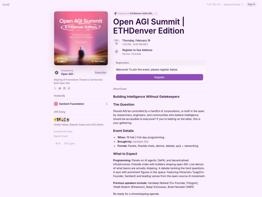 Open AGI Summit | ETHDenver Edition website